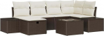 Rantry 7-teiliges Garten Sofa Set mit Kissen Braunes Poly Rattan Gartenlounge Model3360719