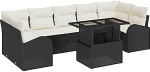 Rantry 8-teiliges Garten-Sofa-Set mit Kissen Schwarzes Poly-Rattan Gartenlounge Model3348593