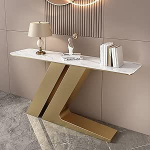 PQXQZ Konsolentisch f&uuml;r den Eingangsbereich Langer Beistelltisch f&uuml;r Den Flur mit Steinplatte Schlichte Beistelltische f&uuml;r das Wohnzimmer Moderne M&ouml;bel(Gold,150x30x80cm)
