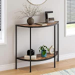 LUNAIZHUO Konsolentisch Schmal, Zweistufiger Konsolentisch mit Stauraum, Dekoratives M&ouml;belst&uuml;ck mit Holz- und Metallgestell f&uuml;r Wohnzimmer/Flur/Eingangsbereich, Walnuss(100cm/39in)