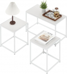 Furinno Camnus kaasaegne elutoa lauakomplekt &uuml;he kohvilaua ja kahe k&uuml;ljelauaga, valge/valge, massiivne