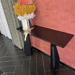 Konsolentisch Schmal, Beistelltisch Schmal aus Massivholz, Stabiles, Platzsparendes Design mit Geschwungenen Beinen, Flurtisch f&uuml;r Wohnzimmer, Flur und Eingangsbereich(Black,140x40x75 cm/55x16x30 in)