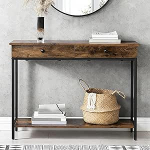 WPWSDWMX Schmaler Konsolentisch mit 2 Schubladen, Rustikale 2-st&ouml;ckige Ablagefl&auml;chen f&uuml;r Flur, Wohnzimmer, Eingangsbereich, Korridor, B&uuml;ro(100cm/39in)