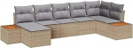 Rantry 7-teiliges Garten Sofa Set mit Kissen Beige Poly Rattan Akazie Gartenlounge Model3348131