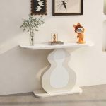 Generisch Kompakter Konsolentisch mit Steinplatte - Stilvoller Metallfu&szlig; in K&uuml;rbisform, platzsparender Beistelltisch f&uuml;r Flur, Wohnzimmer oder Wohnung, modernes Design, Wohnaccessoire