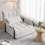 Kokkupandav ja pikendatav diivanvoodi koos padjaga 1-kohaline diivanvoodi reguleeritava seljatoega, voodifunktsiooniga tugitool, vabalt seisev tool elutuppa, magamistuppa (valge, 73/180 x 82 cm)