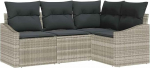 4-teiliges Garten-Sofa-Set mit Kissen hellgrau Poly-Rattan Gartenlounge Model3346702