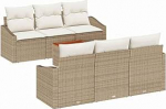 7-teiliges Gartensofa-Set mit Kissen in Beige aus Poly-Rattan-Akazie Gartenlounge Model3347778