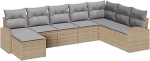 Garten Sofaset Set aus 8 Beige Rattan und Stoff Garten Sofaset Gartenlounge Model3346160