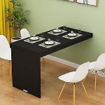 Schwimmende h&ouml;lzerne Wandklapptisch f&uuml;r kleinen Raum Terrasse Balkon Wohnzimmer Esszimmer K&uuml;che und Computertisch mit beige und schwarzen Finish