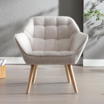 chairus polsterdatud tugitool linasest riidest &uuml;he diivaniga elutoa moodne k&auml;etugitooliga tool puidust jalgadega (beež-1)