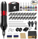 Solong Tattoo Hybrid Professional Tattoo Machine Kit High Performance Motor 20 Needles Precision LCD Power Supply Pedal, 7 Premium Inks & Carry Case