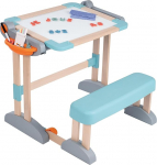 Smoby - Wooden Desk 2-in-1 - Foldable Desk and Creative Board, Lots of Accessories, Made of Beech Wood, for Children Aged 3+