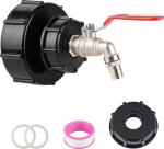 SWAWIS IBC Outlet Tap IBC Tank Accessories Water Tank S100x8/S60x6 Coarse Thread IBC Adapter Ball Valve 3/4 Inch Hose Connection Tap Adapter Garden Hose for IBC Container, Rain Butt