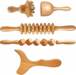 Set of 5 Wooden Massager Roller Cellulite Lymphatic Drainage Device for Maderotherapy Set, Wood Therapy Tool with Box
