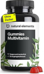 natural elements Gummies Multivitamiin - 120 puuviljased kummikud - looduslik aroom - 12 vitamiini ja mineraalainega (C-vitamiin, D3, biotiin, foolhape, tsink ja muud) - laboratoorselt testitud.