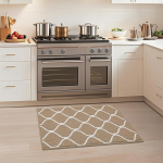 COSY HOMEER Kitchen Rug Non-Slip 50 x 80 cm Kitchen Runner Washable Dirt-Repellent Runner Kitchen Machine Washable for Kitchen, Laundry Room, Entrance, Hallway, Beige