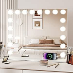 YU YUSING Hollywoodi jumestuspeegel koos valgustusega, 80 x 62,5 cm, 18 LED-valgustit, dimmerdatav kosmeetikapeegel, 3 režiimi, edevuspeegel, lauapeegel, seinapeegel USB 10x suurendusega riietuslauale