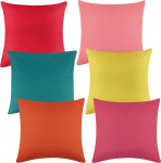 ANECO 6 Pack Decorative Waterproof Outdoor Cushion Covers Square for Patio Couch Tent Balcony and Sofa 18 x 18 Inch 6 Colors