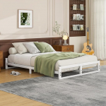 VECOCHO Double Bed Frame 135 x 190 cm Bed Frame with Reinforced Steel Slats Metal Platform Low Bed Double 135 x 190 cm Mattress Underlay No Box Spring Required No Box Spring Bed