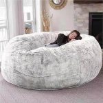 Giant Fur Bean Bag for Living Room Furniture for Adults, Large Round Soft Fluffy Faux Fur Bean Bag (No Padding), Lazy Sofa Bed Cover