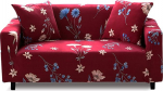 Fashion&middot;LIFE Sofa Throw 2 Seater Elastic Sofa Covers Flower Pattern Protective Cover Polyester Multifunctional Couch Cover Home Decor for Whole Season, Red