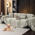 MDSASFD Striped Couch Cover, Boho Couch Covers, Sofa Blanket Cover, Small Couch Covers for Armrest and Backrest (1 Piece/Green/80 x 89 cm)