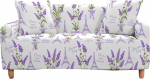 Lukery Sofa Cover for 1/2/3/4 Seater, 3D Flower Print Corner Stretch Sofa Cover, Non-Slip Washable Furniture Protection, Stretchy Elastic Couch Cover for Pets/Cat/Dog (4 Seater, Lavender 1)