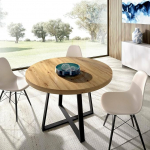 Dmora - Casarola Extending Table Round Extendable Console Oval Multipurpose Dining Table 110/158 x 110 x 77 cm Nodi Oak