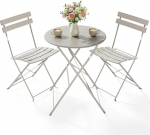 Clevich Bistro Set R&otilde;du Metall, kokkupandav r&otilde;dum&ouml;&ouml;blikomplekt, 3 t&uuml;kki, Bistro laud koos 2 kokkupandava tooliga, aiam&ouml;&ouml;blikomplekt, &otilde;ues istumiskomplekt, kokkupandav ja ilmastikukindel, r&otilde;dule, aeda