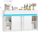 Hzuaneri SC00403XEU Sideboard 4 sahtliga, k&ouml;&ouml;gikapp 4 l&uuml;kanduksega, buffetkapp koos elektririba ja LED-valgusega, reguleeritav riiul, k&ouml;&ouml;k, elutuba, 40 x 140 x 85 cm, valge