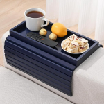 YUBAMIN Bamboo Sofa Arm Tray, Anti Drip Couch Arm Rest, Foldable Sofa Armrest Tray, Couch Arm Table for Food, Drinks, Snacks, Remote Control, Cell Phone, Drink Holder, Back