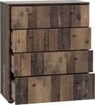 FORTE Tempra 2 kapp 4 sahtliga, puitmaterjalist, vanapuidust vintage stiilis, 73,7 x 85,5 x 34,8 cm (B x K x S)