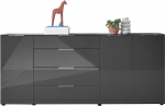 Stella Trading Santorin Chest of Drawers Anthracite with Glass Front, 226 x 99 x 40 cm (W x H x D), Wood Material