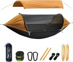 Camping Hammock telk koos s&auml;&auml;sev&otilde;rgu ja eemaldatava p&auml;ikesekaitsega, 270 x 140 cm, 4-in-1 funktsioon, &uuml;likerge Hammock Outdoor, Bivouac Ground Tent &otilde;ues, matkamine ja reisimine