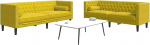 2-osaline Chesterfield diivan komplekt koos polsterdustega kollane sametist diivan Model3209297