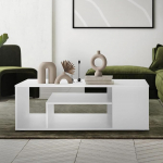 ML-Design kohvilaud valge, 110 x 50 x 41 cm, ruumikas elutoa laud 4 riiuliga 3 tasandil, kaasaegne diivanilaud rohke hoiuruumiga, puidust k&uuml;ljelaud, elutoa kohvilaud