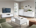 Kodum&ouml;&ouml;blikomplekt Seinaplaat Valge alusraam Must 4 tk 1 Highboard 1 Sideboard 1 kohvilaud 1 Lowboard