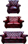 Casa Padrino Luxury Chesterfield ehtne nahast elutoa komplekt Bordeaux punane/pruun/h&otilde;bedane - 2 nahast diivanit ja 1 nahast tugitool - Chesterfield m&ouml;&ouml;bel - elutoa m&ouml;&ouml;bel