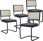 4 moodsa s&ouml;&ouml;gitooli komplekt, polsterdatud Granular Plush k&ouml;&ouml;gitoolid, Cantilever s&ouml;&ouml;gitool v&otilde;rkrohu seljatoega - must1