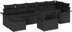 8-teiliges Garten-Sofa-Set mit Kissen Schwarz Poly Rattan Gartenlounge Model3348329