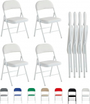 mcc direct 1 Piece Folding Chair, Faux Leather Folding Chair metallraamiga ja pehmendatud istmega, lihtne kokku panna ja hoiustada koju, kontorisse, s&ouml;&ouml;gituppa ja vastuv&otilde;tule (valge) (4, valge)