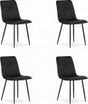 Modernne tool vertikaalsete &otilde;mblustega ja sametise polsterdusega, metalljalad, elegantne disain kaasaegse sisustuse jaoks (must samet, 4 tk komplekt)