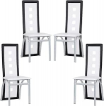 Sarah 4 s&ouml;&ouml;gitooli komplekt k&otilde;rge seljatoega (58,5 cm), k&ouml;&ouml;gitool, elutoatoatool, valge/must toatool, valge/must