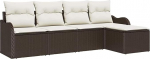 Garten-Sofa-Set mit Kissen mit Speicher 5 tk Braun Poly Rattan Gartenm&ouml;bel Model3354327