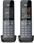 Gigaset Comfort 520HX Duo, 2 DECT-mobiili koos laadimisalusega, elegantne juhtmeta telefon ruuterile ja DECT-baasile, Fritzboxiga &uuml;hilduv, tipptasemel helikvaliteet koos k&auml;ed-vabad funktsiooniga, titaaniummust