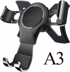 NewTH mobiiltelefoni hoidja Audi A3 8V jaoks, auto &otilde;huventilaator koos 360 kraadi p&ouml;&ouml;ratava alumiiniumsulamist telefonihoidjaga auto kinnitus Gravitatsioonitelefoni hoidja Audi A3/S3 8V 2013-2019 jaoks