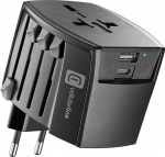 cellularline - Multi-plug reisiadapter - USB port 18W - USB-C port 20W - sisendpinge 100-240V - nimiv&otilde;imsus max 240V-600W - sisend EU/UK/AUS/USA - v&auml;ljund EU/UK/AUS/USA - must