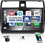 CAEMCHO 2+64G Android 13 satelliitnavigatsiooniga autoraadio Suzuki Swift 2005-2010 koos tahavaatekaameraga, 10-tolline traadita Carplay Bluetooth raadio Android Car WiFi GPS peegel Link EQ Sound + HD puuteekraaniga