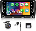 Hodozzy Carplay autoraadio Audi A3 8P S3 RS3 Sportback 2003-2012 koos USB/USB-C/Navi/WiFi, 7-tolline Audi autoraadio Bluetooth Android Car/EQ/Mirror Link/FM/RDS/SWC + tagurduskaamera